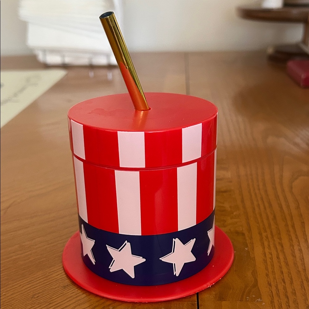 Patriotic Red White Blue Drink Tumbler with Straw